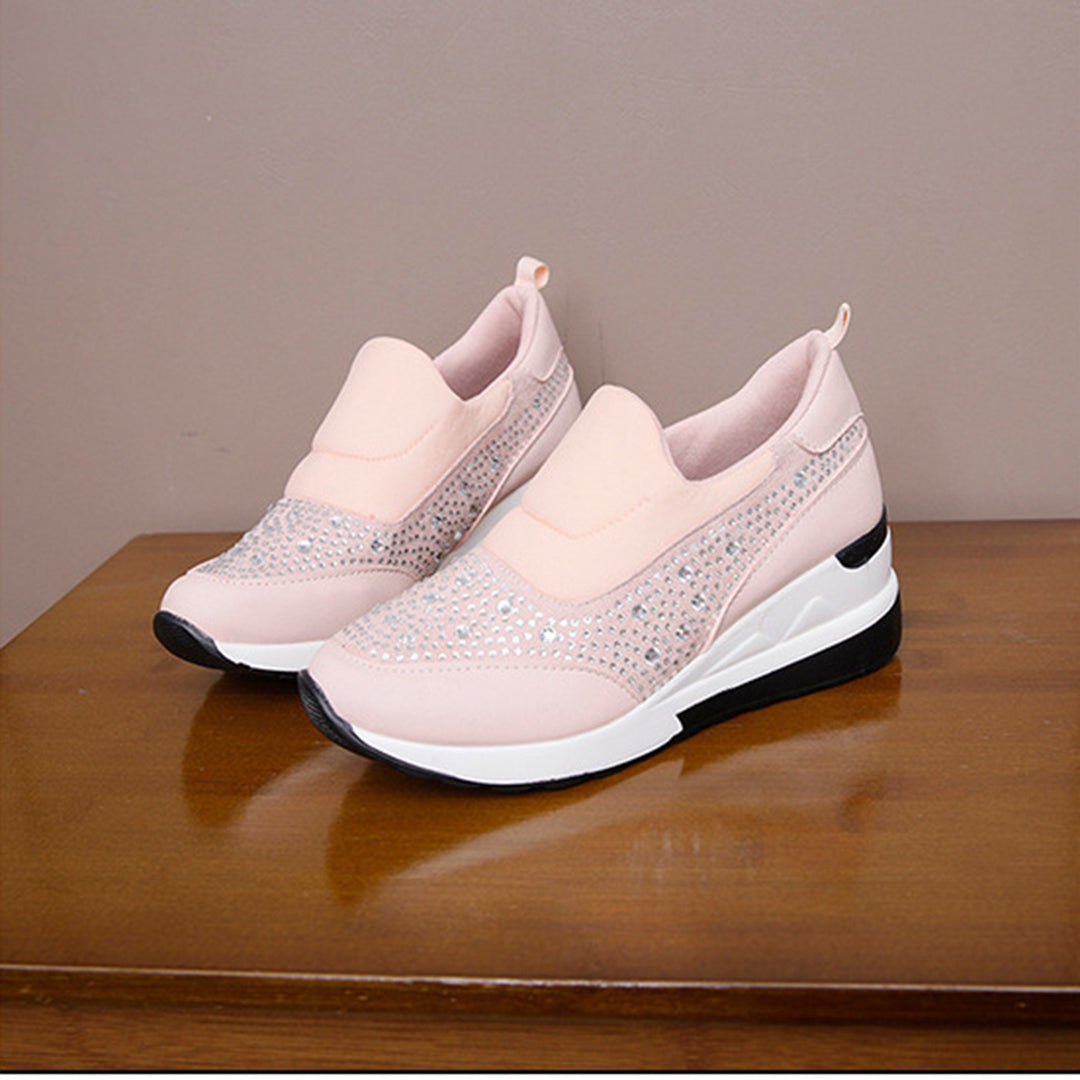 Large slope heel shoes for women in spring, new rhinestone inner height increasing shoes, high heels, lazy shoes, casual sports shoes for women - Shaners Merchandise