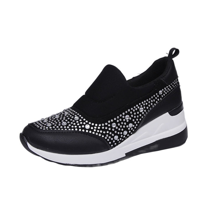 Large slope heel shoes for women in spring, new rhinestone inner height increasing shoes, high heels, lazy shoes, casual sports shoes for women - Shaners Merchandise