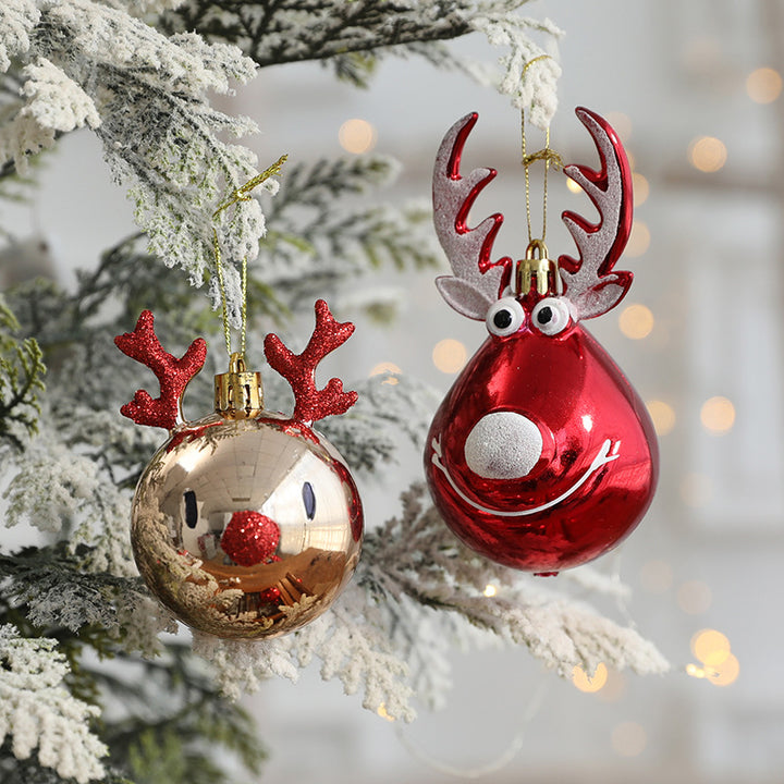 Christmas decorations, reindeer scene decorations, Christmas tree decorations, plastic ceiling ornaments, hanging balls