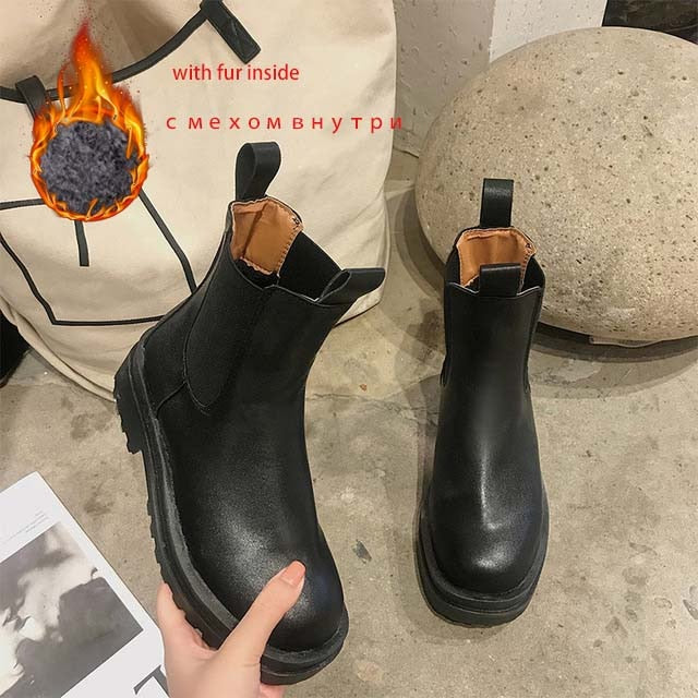 Women Chunky Heel Ankle Boots Woman Shoes Autumn Brand Designer Chelsea Boots Female Platform Boots Lasdies Fashion