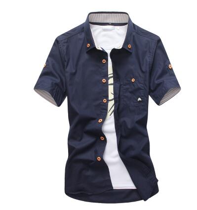 Mushroom Embroidery Mens Short Sleeve Casual Shirts Summer Cotton Shirts - Shaners Merchandise
