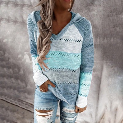 Women's autumn and winter new knitted hoodies with hooded sweaters for women