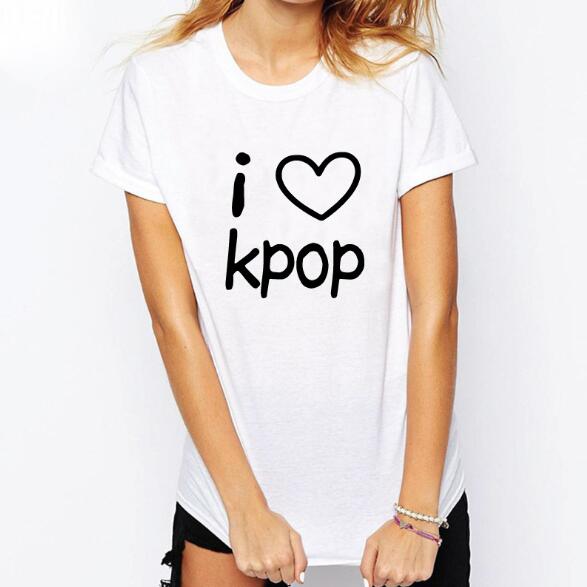 I LOVE KPOP Letter Print T Shirts for Men Women Cotton t-shirts - Shaners Merchandise