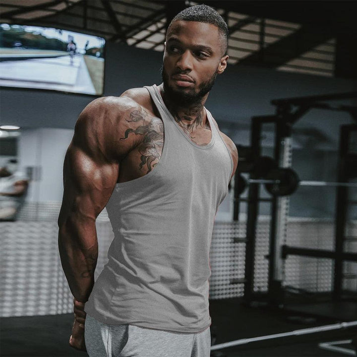 Men Gym Singlet Stringer Muscle Tank Tops Fitness Sport Shirt Y BACK Racer Workout Tops Vest - Shaners Merchandise