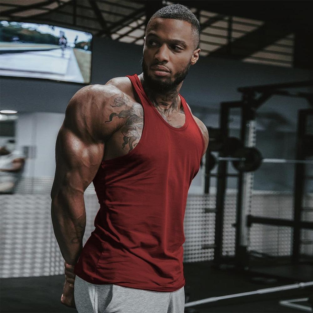 Men Gym Singlet Stringer Muscle Tank Tops Fitness Sport Shirt Y BACK Racer Workout Tops Vest - Shaners Merchandise