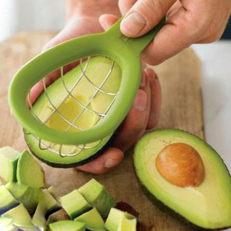 Avocado Slicer Melon Fruits Vegetable Cutter Stainless Steel Kitchen Hand Tool Gadgets Dice Cube