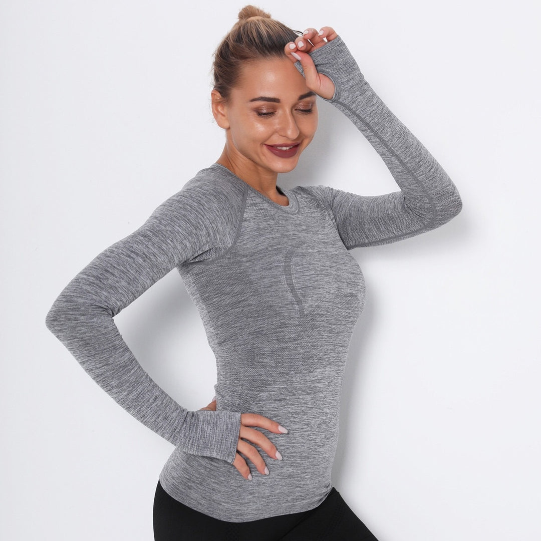 Women Letter Printing Sport Shirts Solid Color High Elastic Gym Yoga Top Running Breathable Long sleeve T-Shirts - Shaners Merchandise