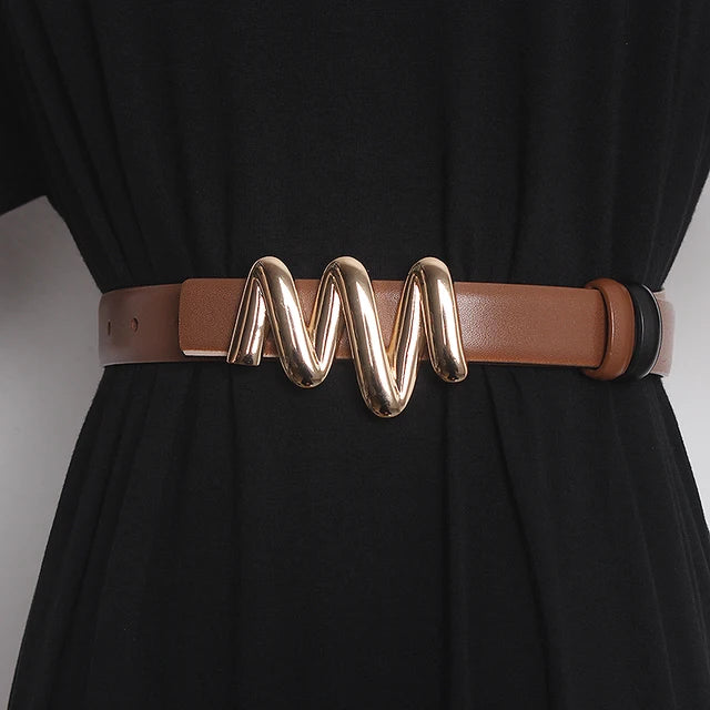 Women's Runway Fashion Genuine Leather Cummerbunds Female Dress Corsets Waistband Belts Decoration Narrow Belt