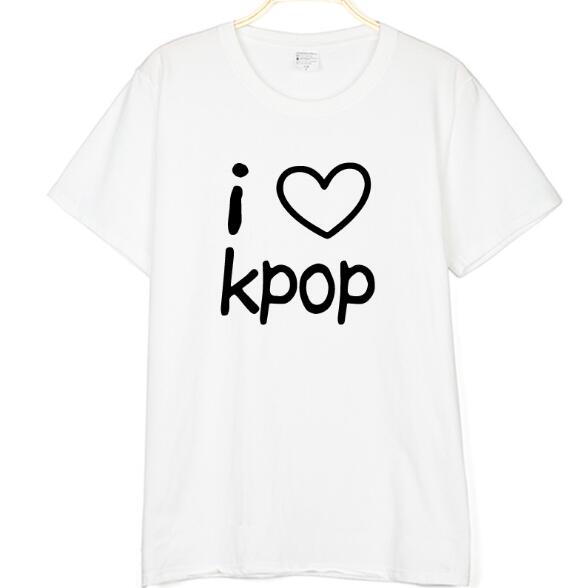 I LOVE KPOP Letter Print T Shirts for Men Women Cotton t-shirts - Shaners Merchandise
