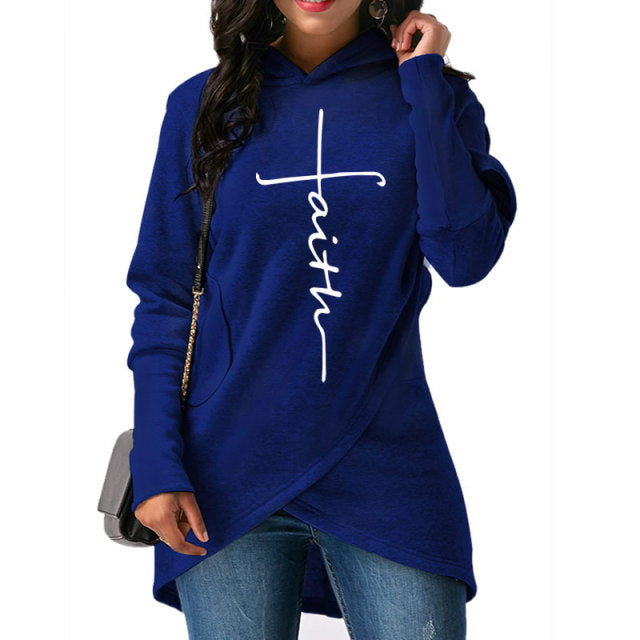Large Size Faith Print Sweatshirt Hoodies - Shaners Merchandise