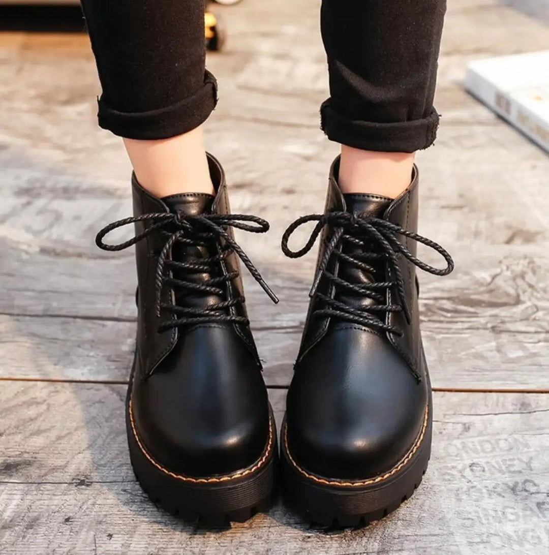 Autumn Winter Women Ankle Boots Platform Lace Up Casual Shoes Woman Retro Oxfords Female Waterproof Goth Thick Boots Footwe(Theses Boots Do Not Ship To India & Canada)