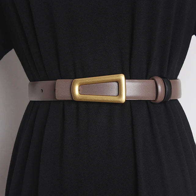 Women's Runway Fashion Genuine Leather Cummerbunds Female Dress Corsets Waistband Belts Decoration Narrow Belt