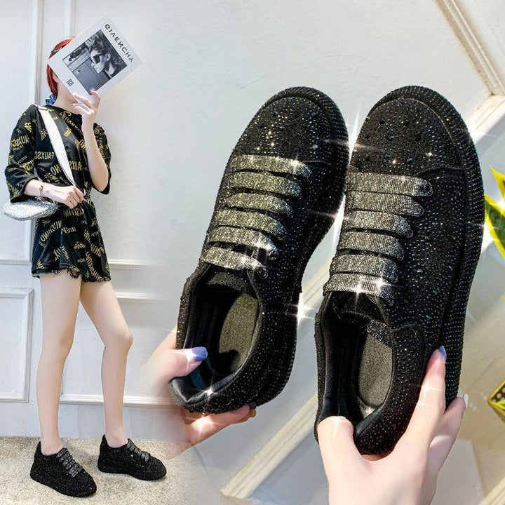 Autumn new full diamond sponge cake thick sole sports and leisure shoes, popular on the internet with leather surface women's single shoe trend - Shaners Merchandise