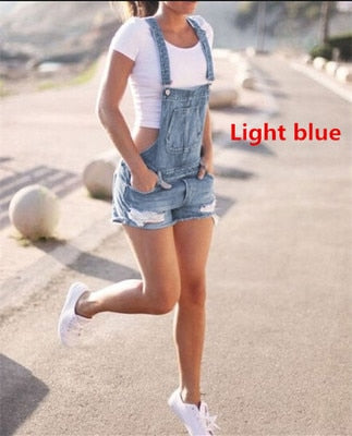 Women Summer Denim Bib Overalls Jeans Shorts Jumpsuits And Rompers Playsuit - Shaners Merchandise