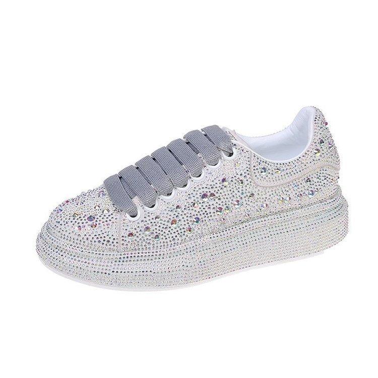 Autumn new full diamond sponge cake thick sole sports and leisure shoes, popular on the internet with leather surface women's single shoe trend - Shaners Merchandise