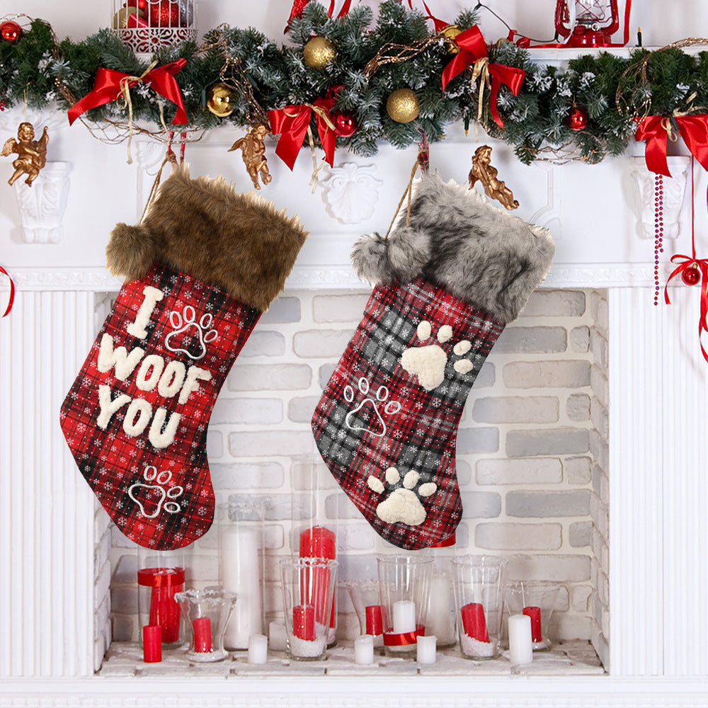 Christmas decoration supplies, high-end Christmas socks, pet socks, checkered socks, gift bags, letter socks