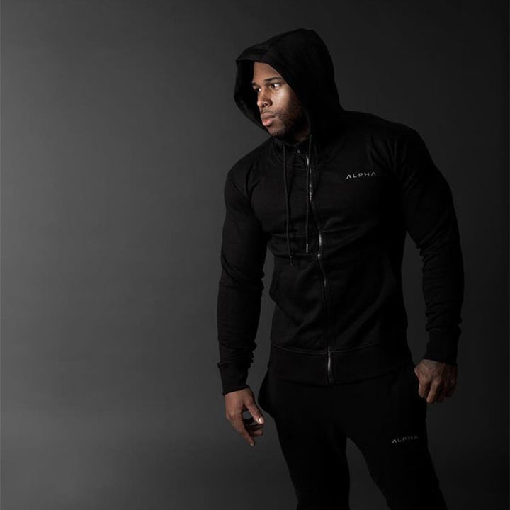 Mens Hoodies Fashion Alpha Brand Hoody Cotton Long Sleeves SweatShirt Zipper Cardigan Style Hoody Male Casual Sweatshirt