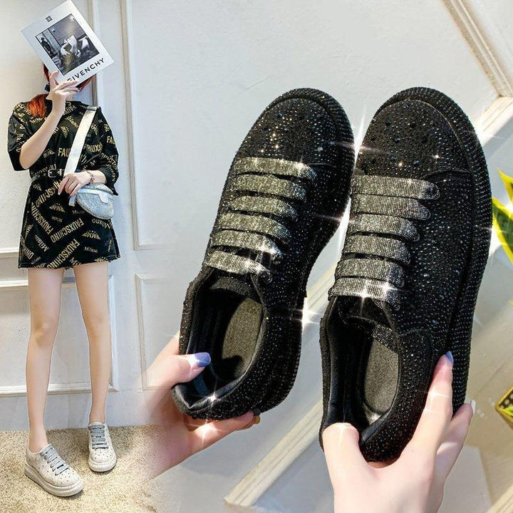 Autumn new full diamond sponge cake thick sole sports and leisure shoes, popular on the internet with leather surface women's single shoe trend - Shaners Merchandise