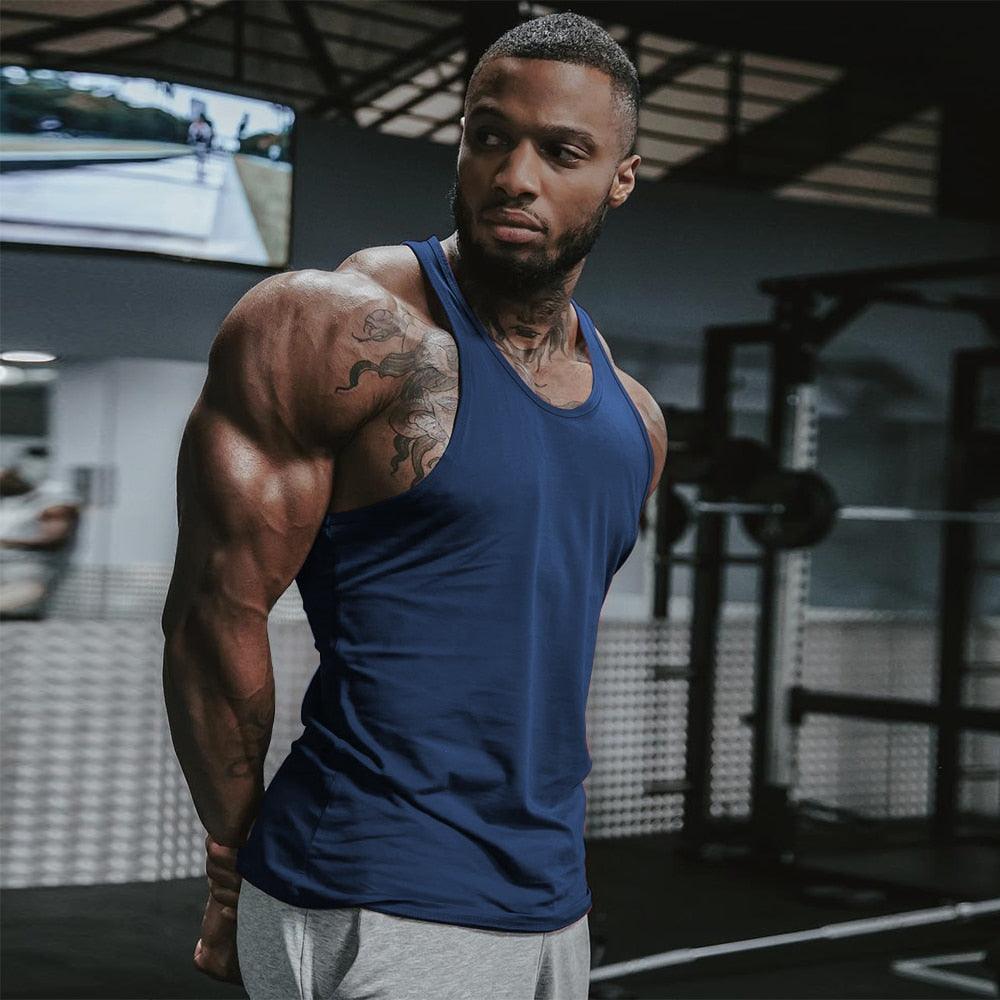 Men Gym Singlet Stringer Muscle Tank Tops Fitness Sport Shirt Y BACK Racer Workout Tops Vest - Shaners Merchandise
