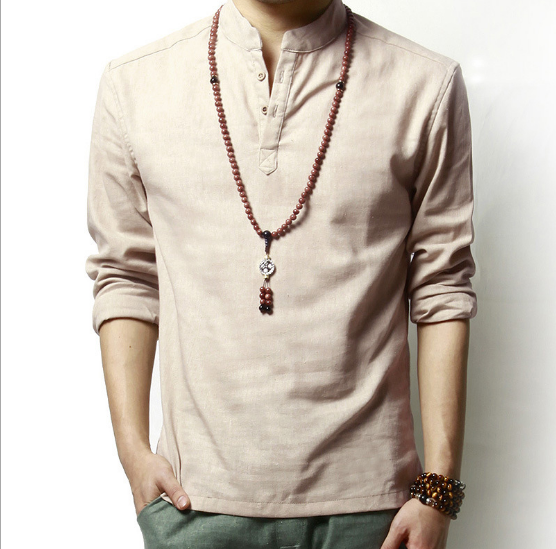 Long sleeve Men's shirts male casual Linen shirt men Brand Plus size Asian size camisas - Shaners Merchandise