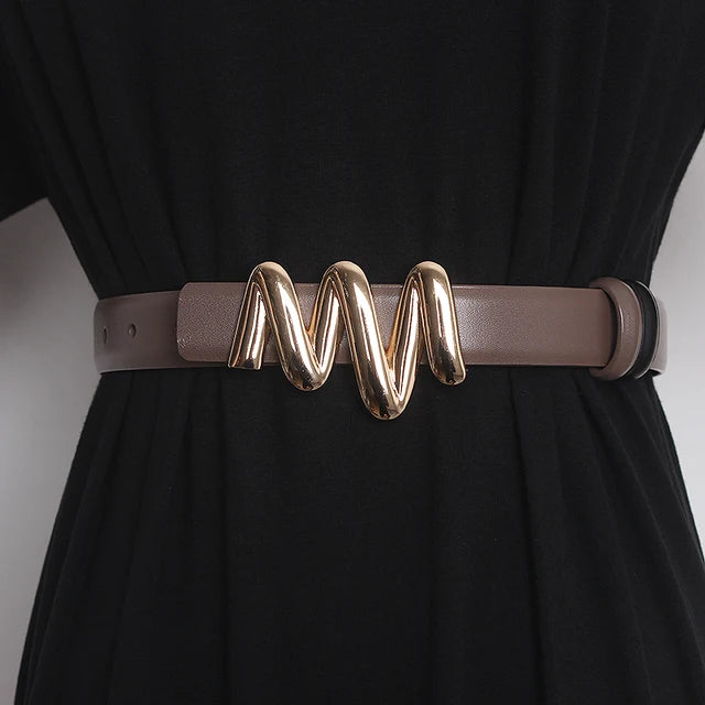 Women's Runway Fashion Genuine Leather Cummerbunds Female Dress Corsets Waistband Belts Decoration Narrow Belt