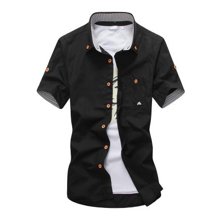 Mushroom Embroidery Mens Short Sleeve Casual Shirts Summer Cotton Shirts - Shaners Merchandise