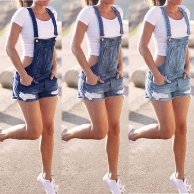 Women Summer Denim Bib Overalls Jeans Shorts Jumpsuits And Rompers Playsuit - Shaners Merchandise
