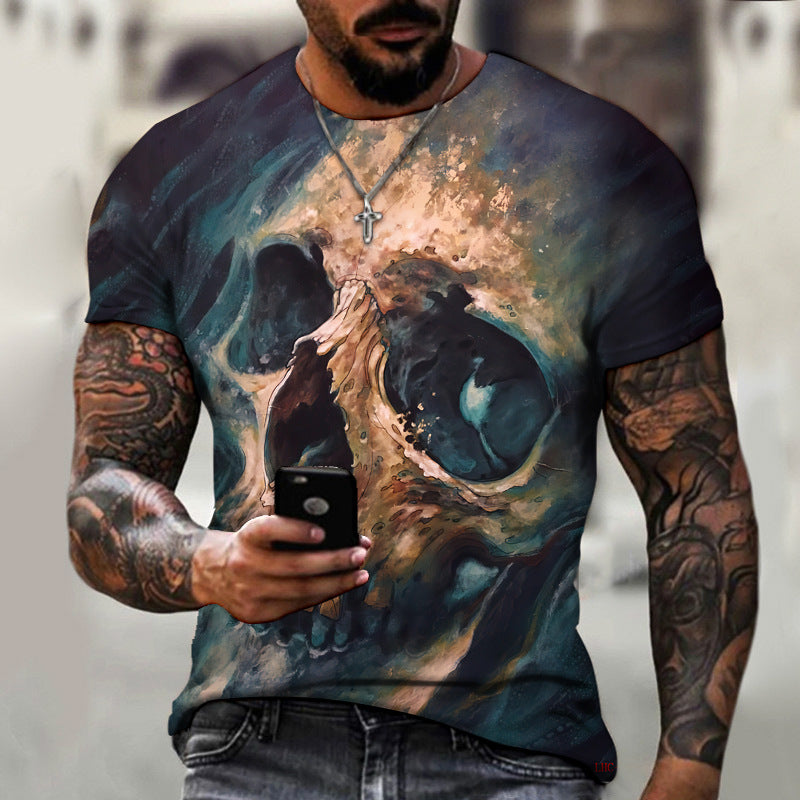 Summer Horror Skull 3D Digital Print for Men's T-Shirts - Shaners Merchandise