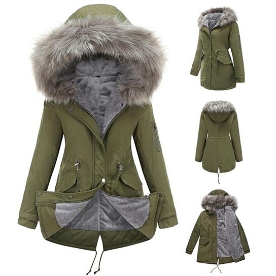 Women Drawstring Hooded Fleece Cotton Coat Outdoor - Shaners Merchandise