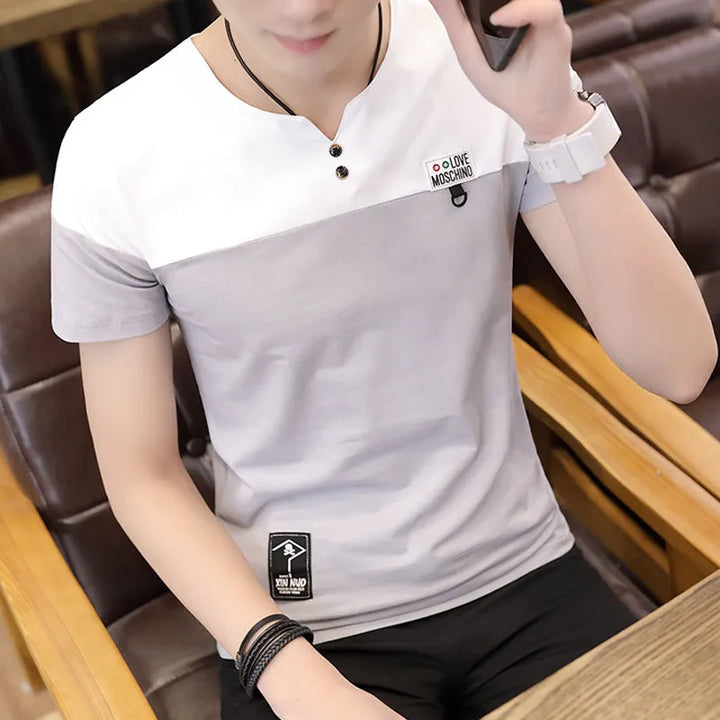 New Men T Shirt Casual Short Sleeve Men's Basic Tops Tees Stretch T Shirt - Shaners Merchandise