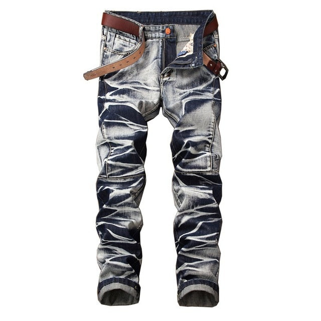 Fashion Hole Straight Jeans Homme Retro Mens Denim Trousers High Quality Cotton - Shaners Merchandise