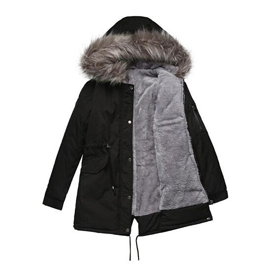 Women Drawstring Hooded Fleece Cotton Coat Outdoor - Shaners Merchandise