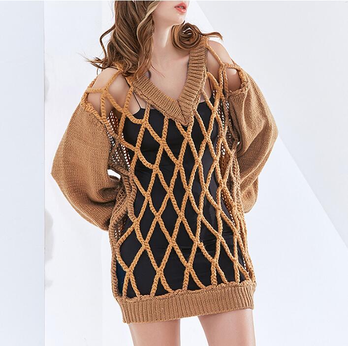 Casual Streetwear Sweater For Women O Neck Long Sleeve Hollow Out Loose Sweaters - Shaners Merchandise