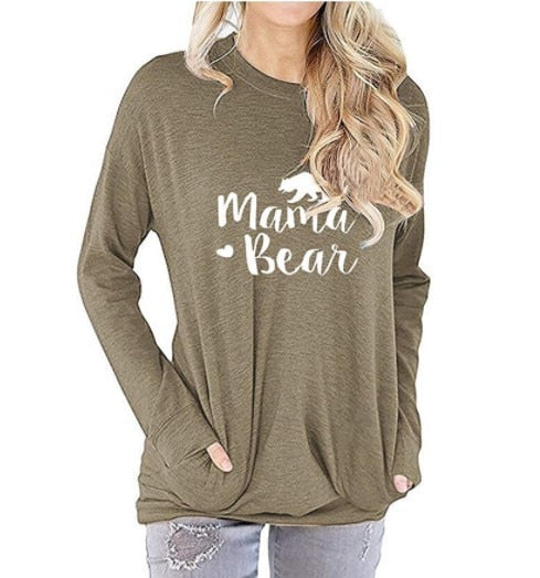 Mama Bear Style Women's t-shirts tee top funny cute long sleeve clothing - Shaners Merchandise