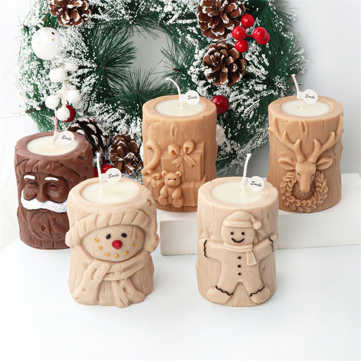 Christmas candle mold gingerbread man Santa Claus snowman deer head gift box scented candle holder mold