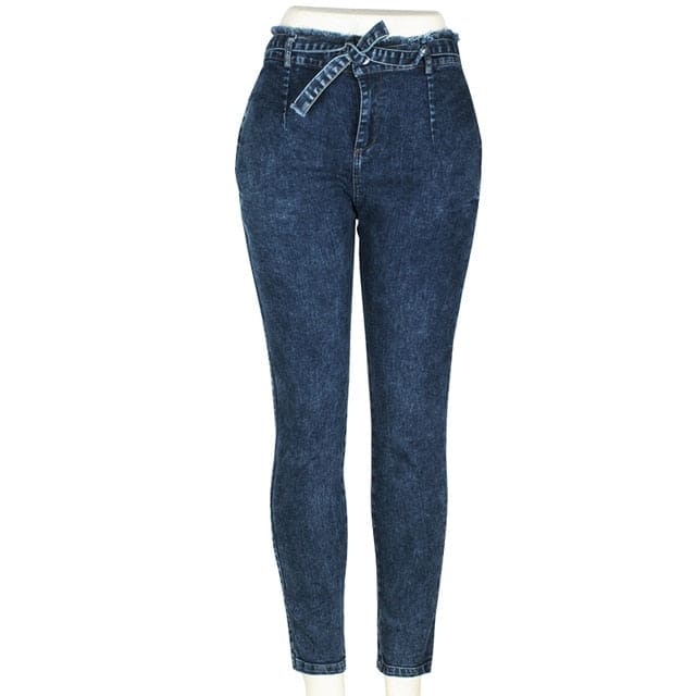 High Waist Jeans Women Streetwear Bandage Denim Plus Size Jeans Femme Pencil Pants Skinny Jeans - Shaners Merchandise