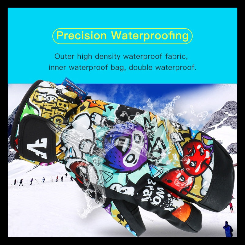 Men Women Kids Winter Warm Snowboarding Ski Gloves Snow Mittens Waterproof Cycling Skiing Snowmobile Handschoemen S M L XL