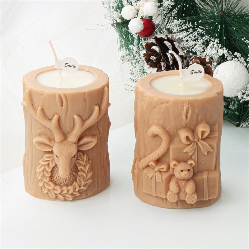 Christmas candle mold gingerbread man Santa Claus snowman deer head gift box scented candle holder mold