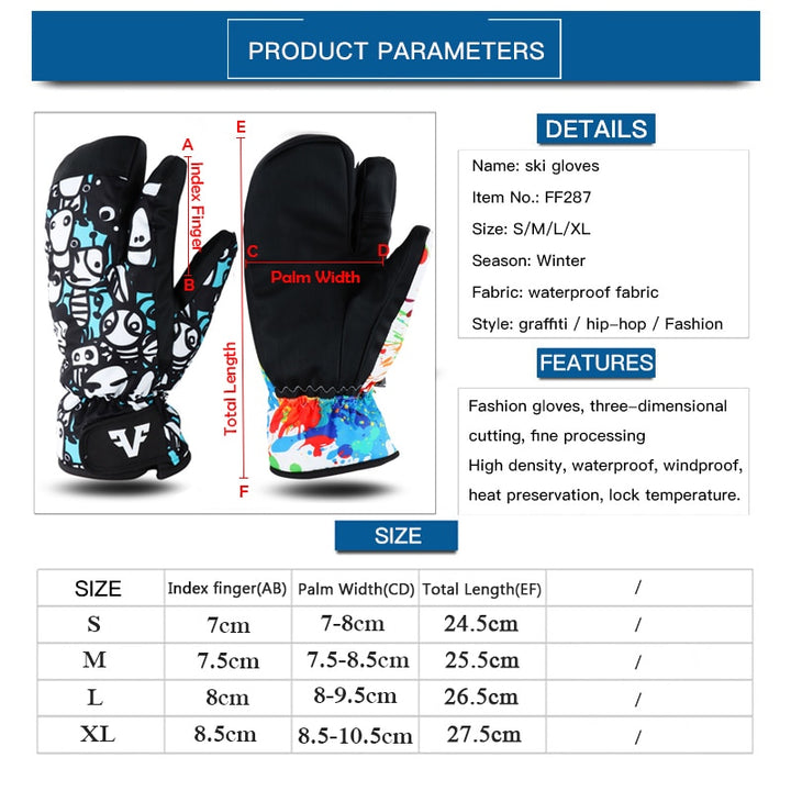 Men Women Kids Winter Warm Snowboarding Ski Gloves Snow Mittens Waterproof Cycling Skiing Snowmobile Handschoemen S M L XL