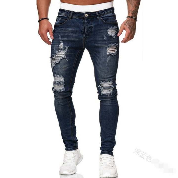 Adisputent Men's Sweatpants Sexy Hole Jeans Pants Casual Summer Autumn Male Ripped Skinny Trousers Slim Biker Outwears Pants - Shaners Merchandise