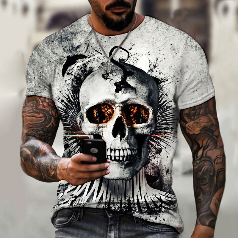 Summer Horror Skull 3D Digital Print for Men's T-Shirts - Shaners Merchandise
