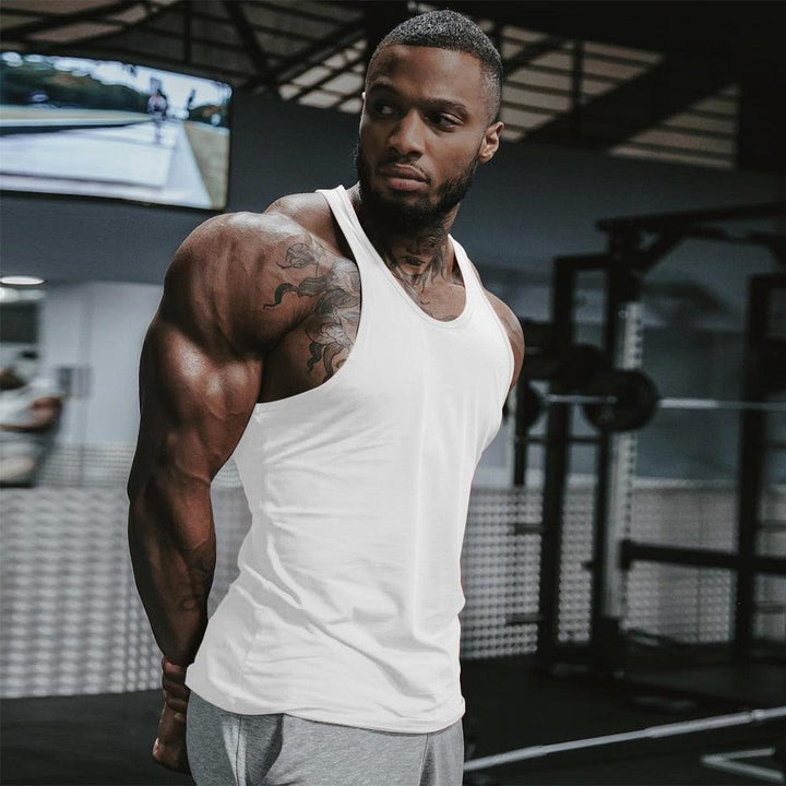 Men Gym Singlet Stringer Muscle Tank Tops Fitness Sport Shirt Y BACK Racer Workout Tops Vest - Shaners Merchandise