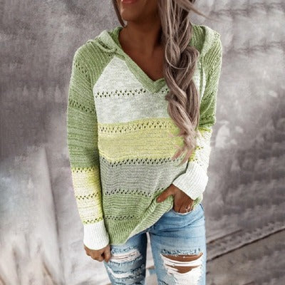 Women's autumn and winter new knitted hoodies with hooded sweaters for women