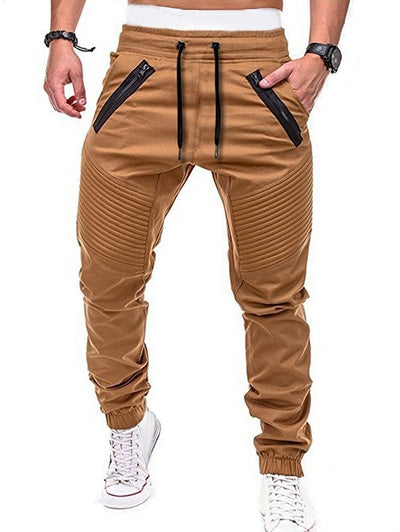 Zippers Embellished Drawstring Jogger Pants