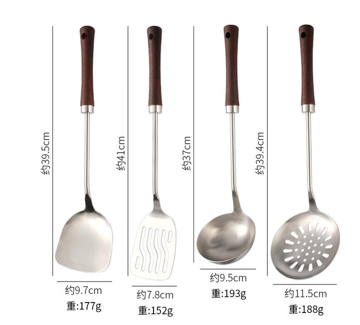 304 Stainless Steel Kitchen Utensil Set with wooden handle New design Kitchen Gadgets Cookware