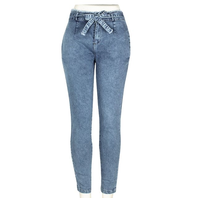 High Waist Jeans Women Streetwear Bandage Denim Plus Size Jeans Femme Pencil Pants Skinny Jeans - Shaners Merchandise