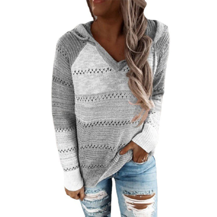 Women's autumn and winter new knitted hoodies with hooded sweaters for women