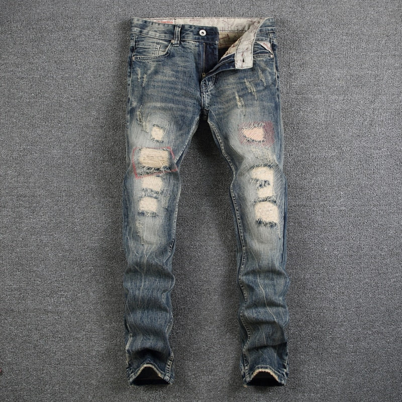 Mens Jeans Destroyed Ripped Jeans For Men Casual Pants Slim Fit Brand Streetwear Stretch Biker Jeans Trousers - Shaners Merchandise