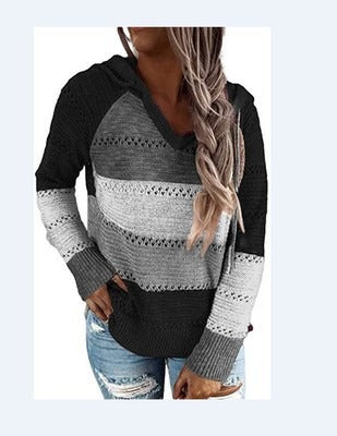 Women's autumn and winter new knitted hoodies with hooded sweaters for women