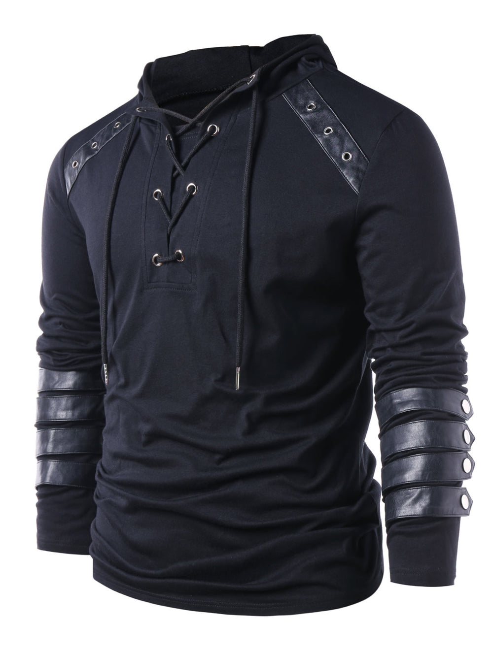 Faux Leather Lace Up Hoodie - Shaners Merchandise